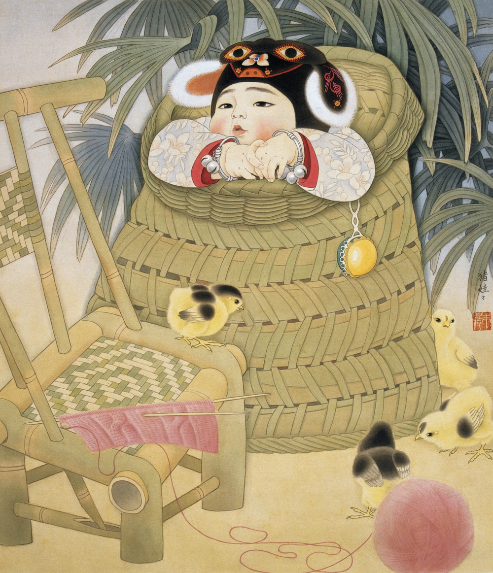 6《猪娃蛙》1983年 60x52cm 绢本.jpg 916462829654713531