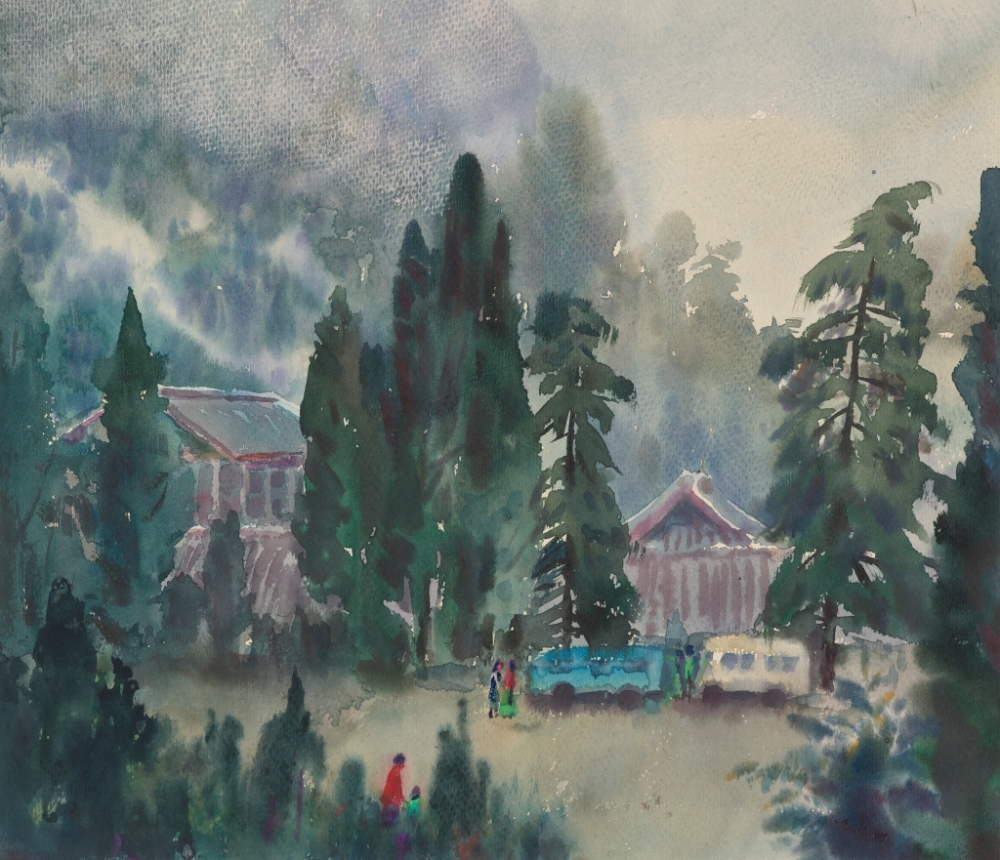 《缙云之晨》 37x43cm 纸本水彩 邹丹 1991年 916462829654716625