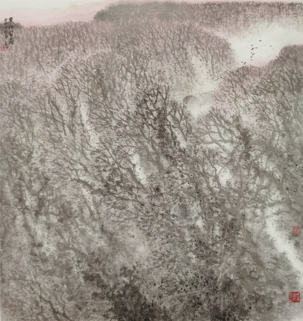 9寒林聚霜 90x96cm 1994年.jpg 916462829654713367