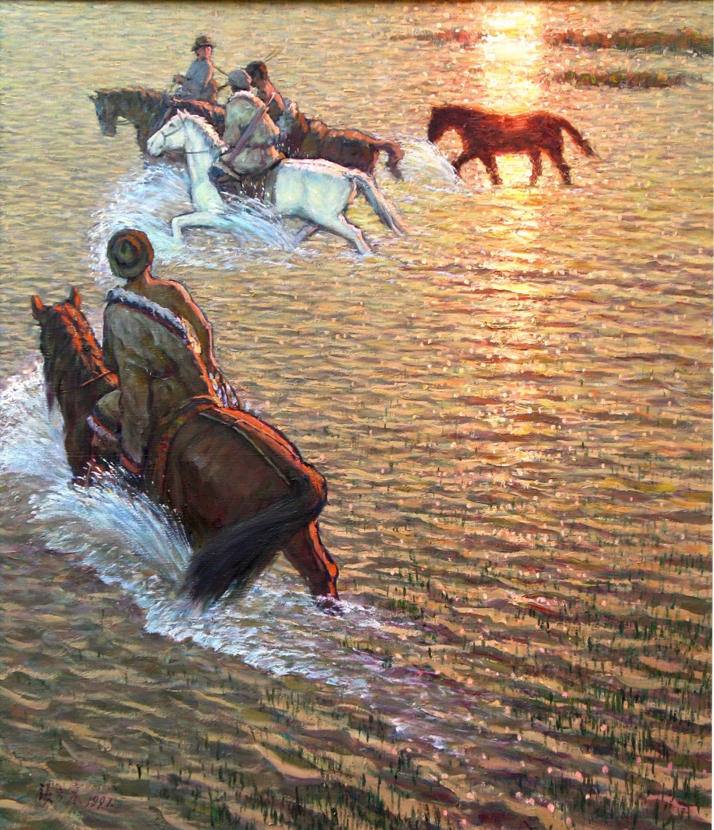 踏波曲1997年油画154x120cm.jpg 916462829654713589