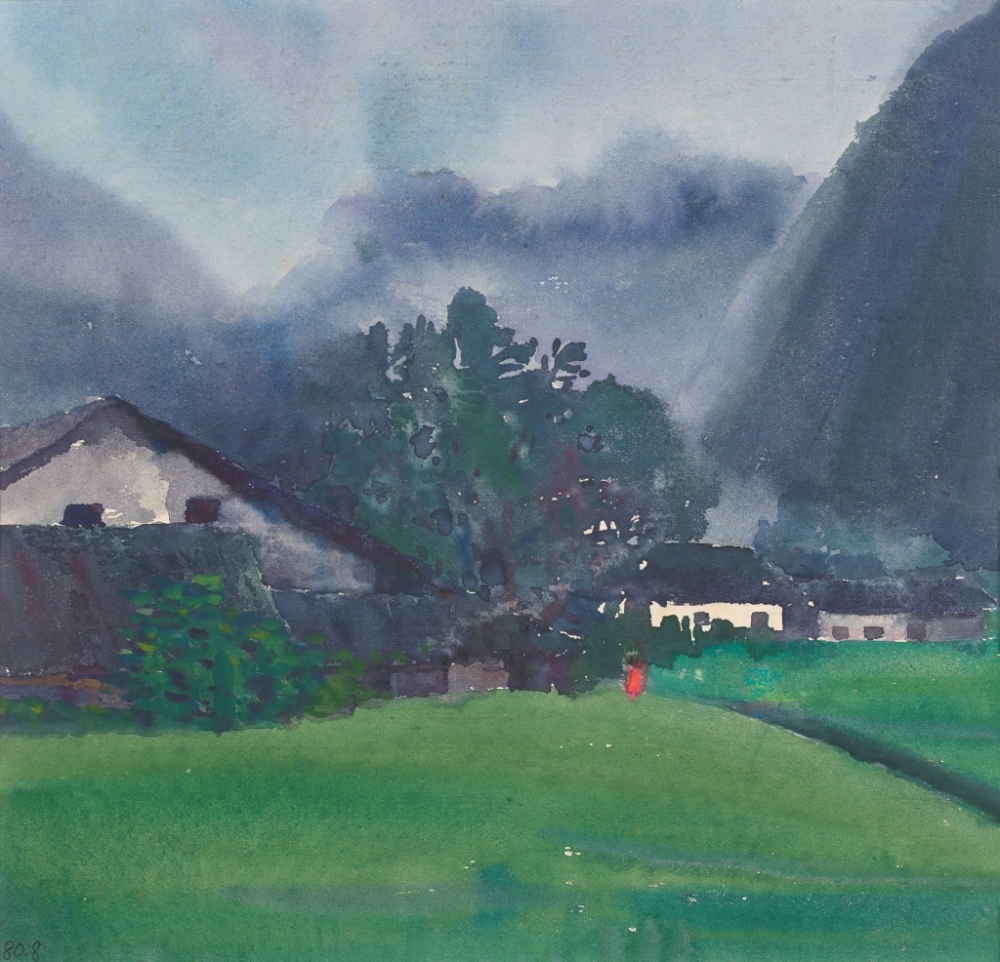 《晨》 26x27cm 纸本水彩 邹丹 1980年 916462829654716613