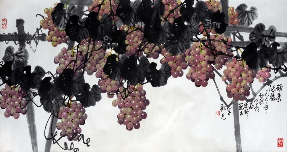 9硕果满藤 1991年 国画 133X70cm.jpg 916462829654713321